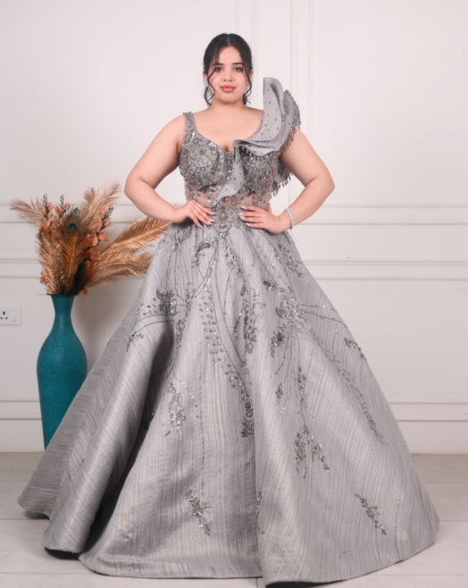 English Grey Engagement Gown