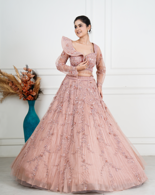 Rust Engagement Lehenga