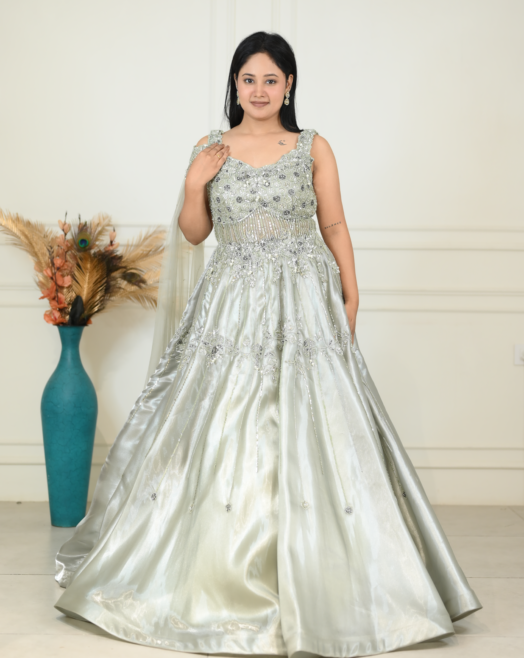Pista Green Bridesmaids Gown