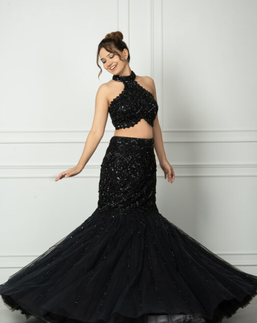 Black Halter Neck Fishcut