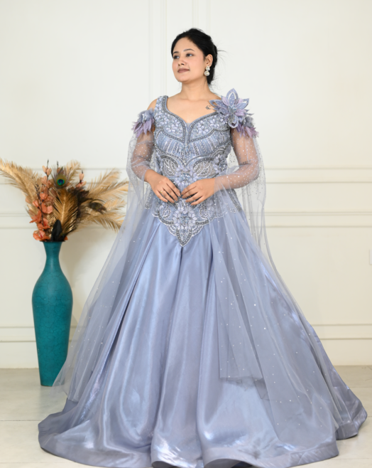 Denim Blue Bridesmaid Gown