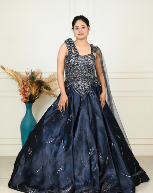 Navy Blue Roka Gown