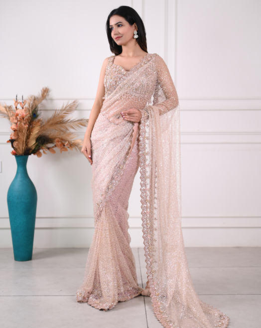 Nude Rose-Gold Saree