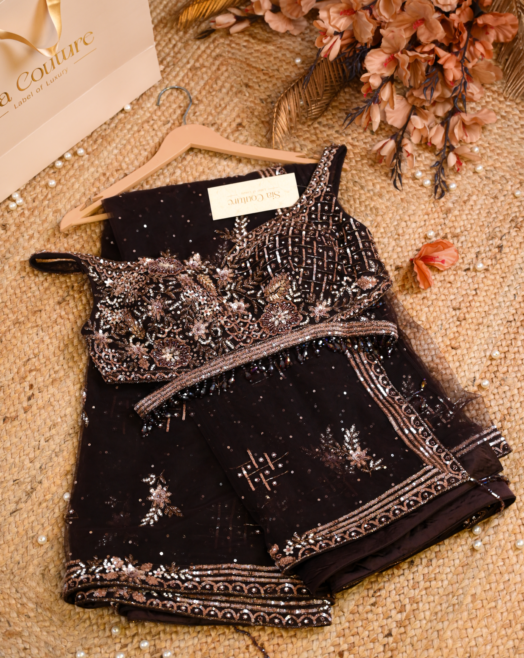 Brown Embellished Saree