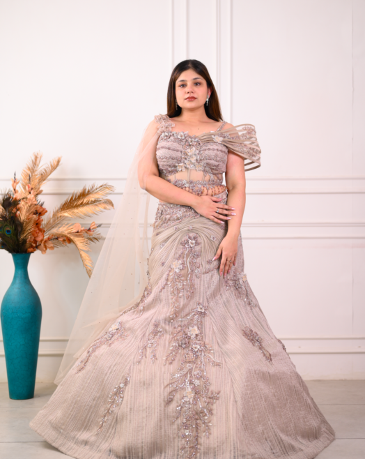 Blush fishcut lehenga