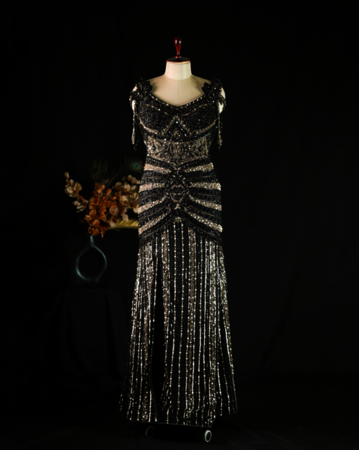Black Embellished Cocktail Gown