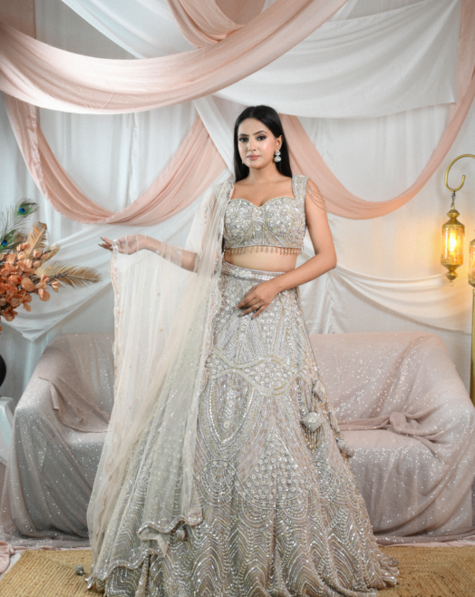 Mauve Embellished Lehenga Set