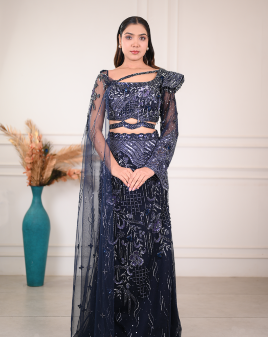 Midnight Navy Embellished Lehenga Set